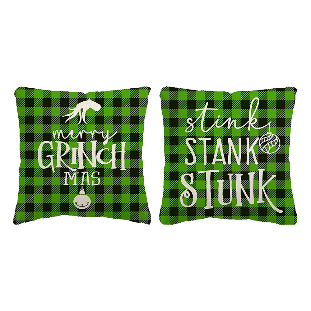 2pcs Christmas Pillow Covers Cute Print Throw Cushion Case for Couch Sofa Bed Bedroom Home Decor-Style 7 and Style 8