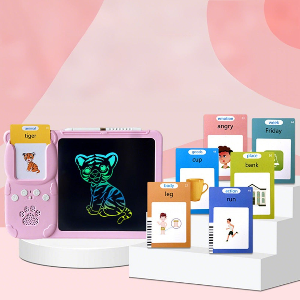 Talking Flash Cards Toys 510 Words with Drawing Tablet for Boys Girls-Pink