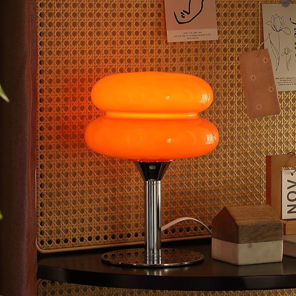 Mid Century Modern Egg Tart Nightstand Lamp Dimmable Bedside Light Orange