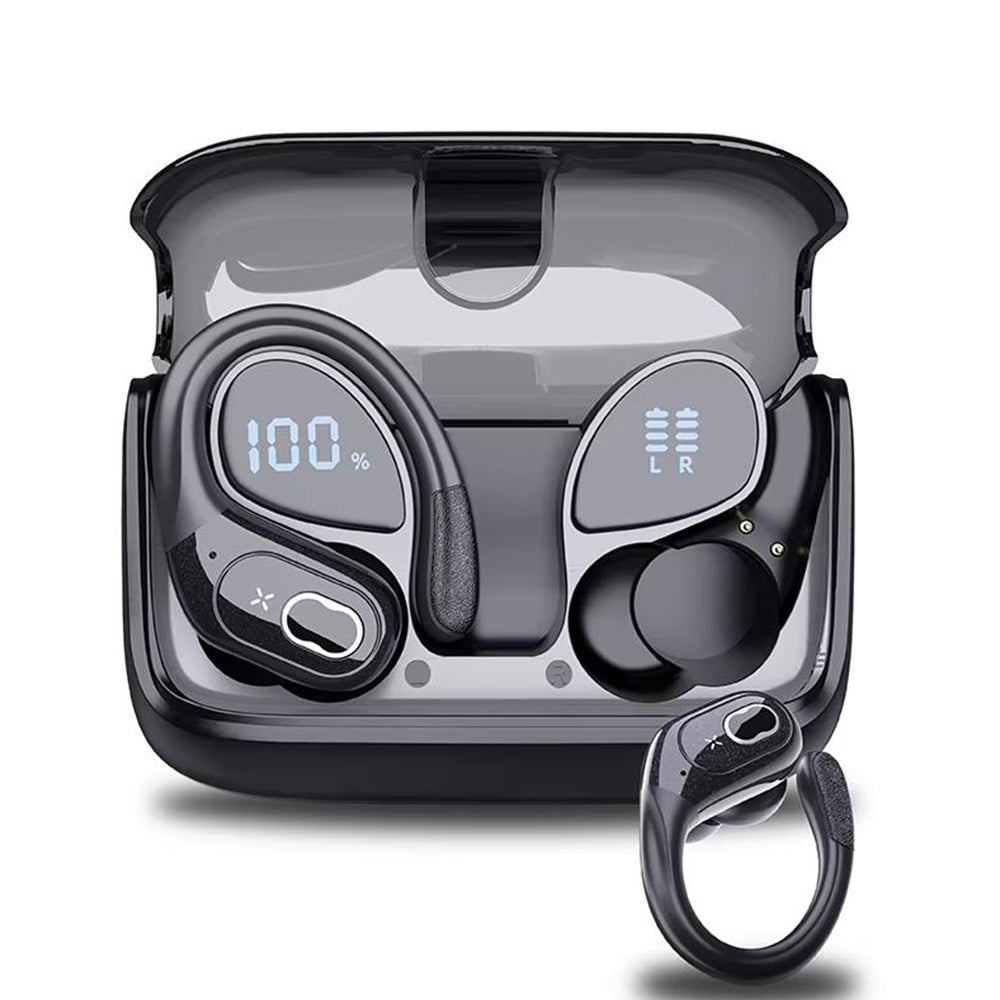 Wireless Bluetooth Headphone Sport Earbuds Stereo Over Ear Earphone with Earhook Black