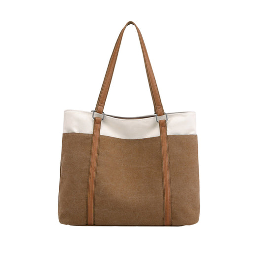 Women Tote Bag for Work Travel Canvas Laptop Handbag Shoulder Bag Brown