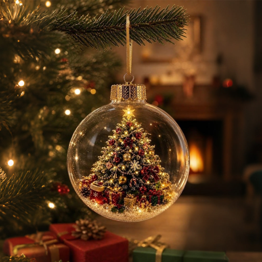 2 Pack 8cm Clear Plastic Fillable Christmas Ball Ornaments - Christmas Tree