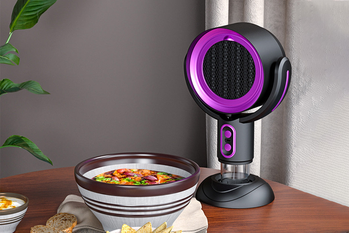 Portable Smoke Purifier Fan Removes Odors Dust Smoke for Cooking and Camping BBQ -BlackPurple