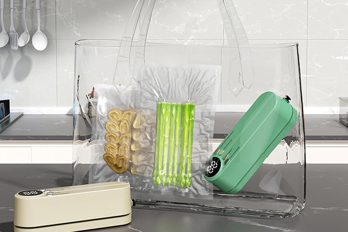 Portable Mini Vacuum Sealer for Food Storage with Rechargeable Handheld Sealing and Air Pump -Green