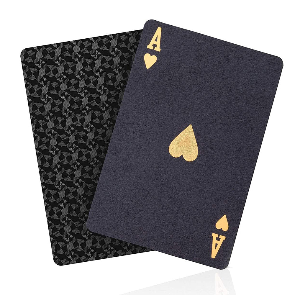 2 Pack Waterproof Playing Cards Set Plastic Deck of Cards Poker Game Set for Party Camping Travel On-the-Go Black