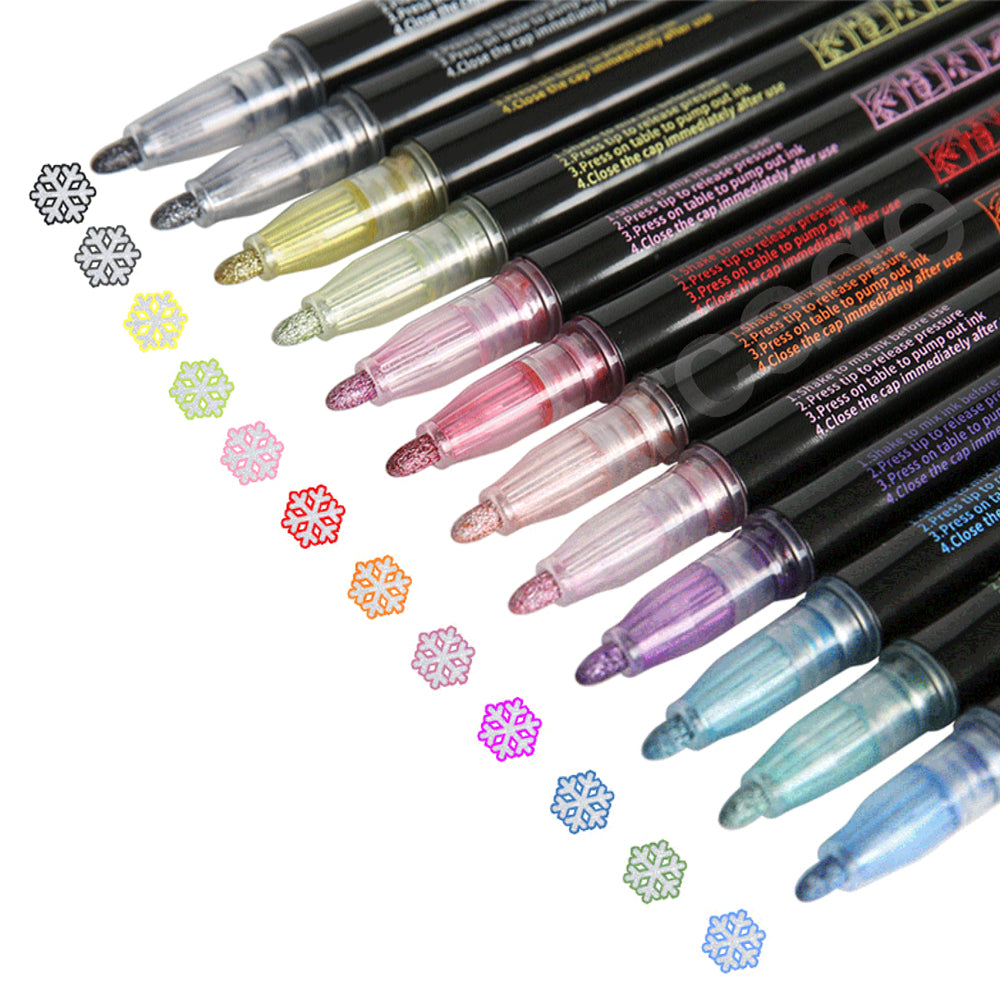 12 Color Multicolored Double Line Outline Marker Pen Set Painting Art