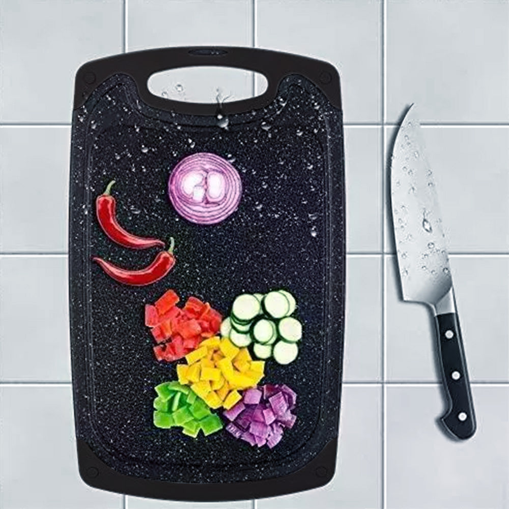 3Pcs Set Plastic Cutting Boards for Kitchen Non-slip Chopping Boards Black