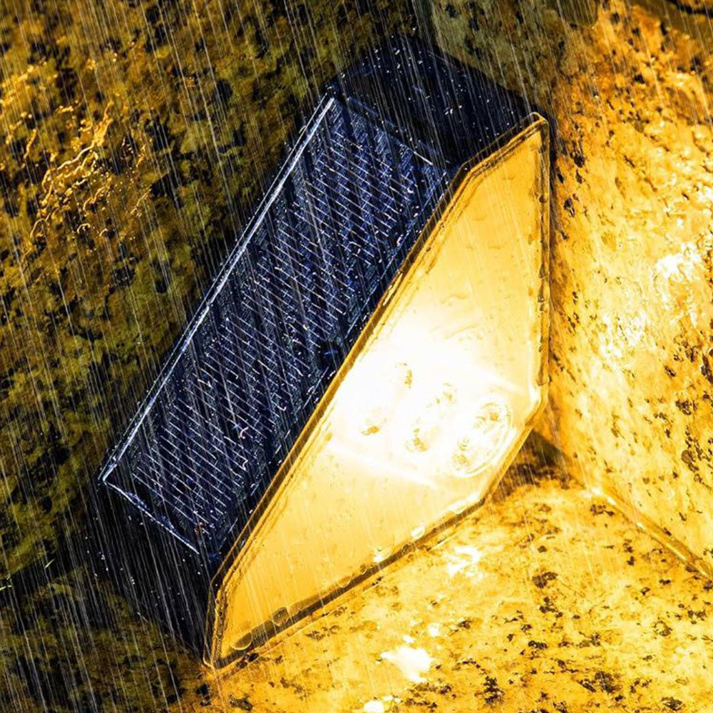 4Pcs Solar Triangle Stair Lights Outdoor Step Lights for Deck Front Porch Patio Decor Warm