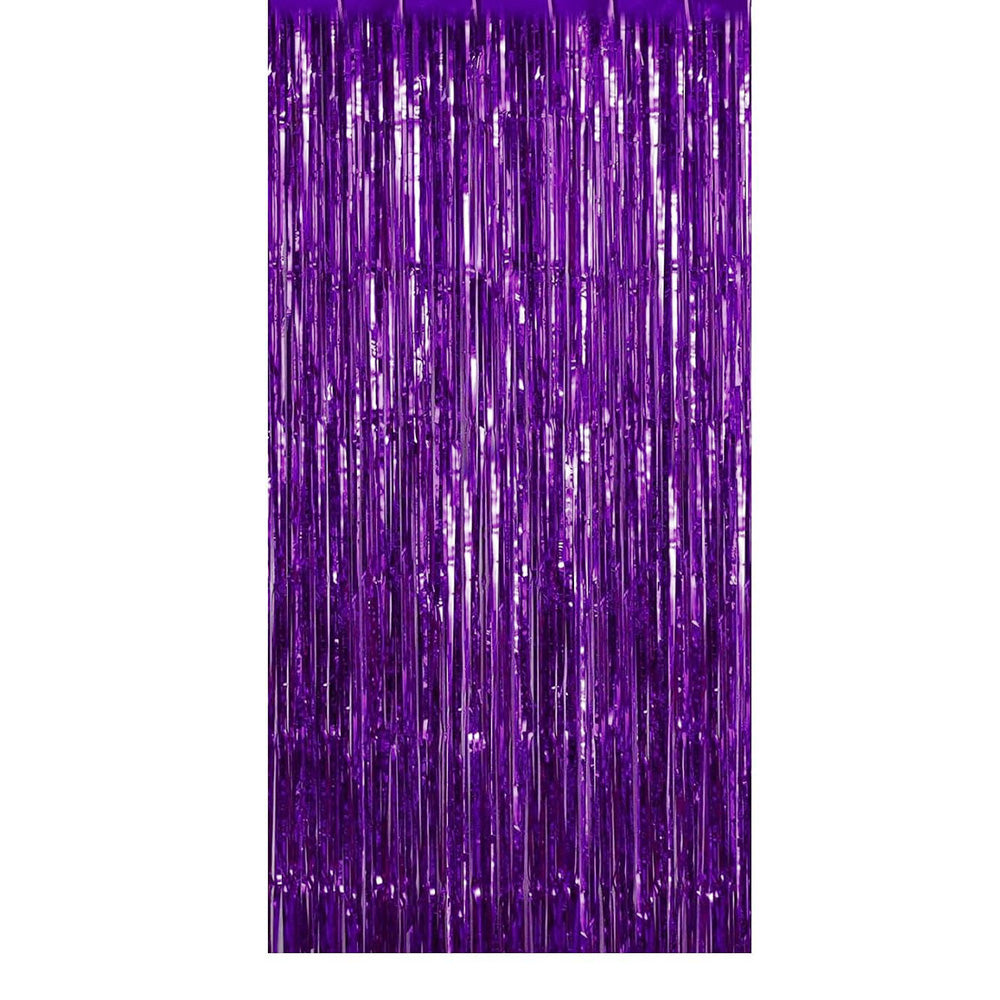 2Piece PET Foil Fringe Door Curtains-Purple