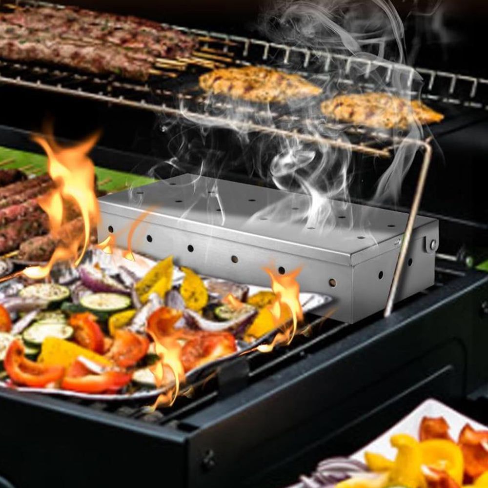 Stainless Steel Smoker Box for Wood Chips Barbecue Meat Smoking Tool Grilling Accessories