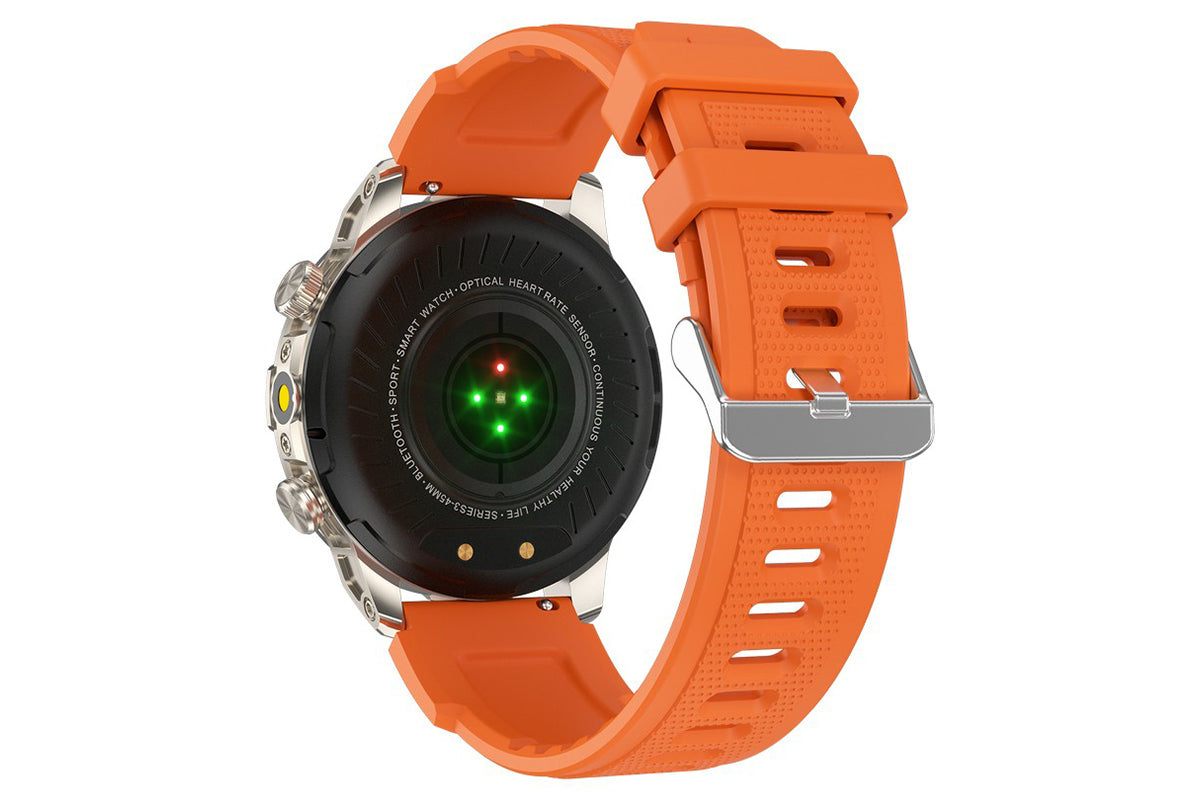 Smart Watch 1.43-Inch Fitness Watch with All Day Heart Rate Sleep Monitor Blood Oxygen Flashlight AI Voice Activity Tracker-Orange