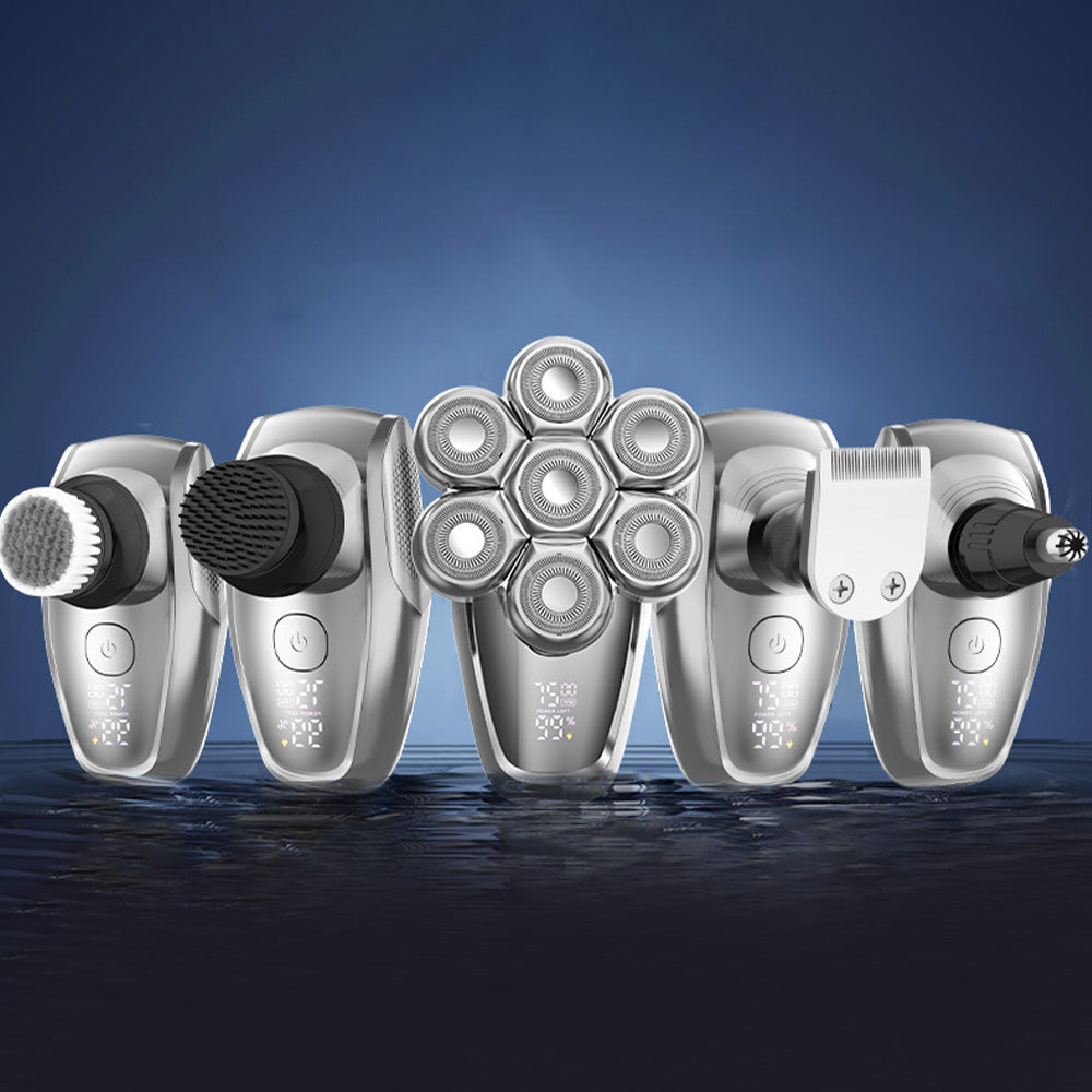 7-Head Razor Set LED Display Shaver with 5 Detachable Head for Smooth Shaving and Grooming