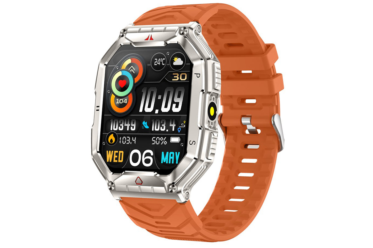 Smart Watch 2.1-Inch Fitness Watch with All Day Heart Rate Sleep Monitor Blood Oxygen Flashlight 107 Sports Modes Activity Tracker-Orange