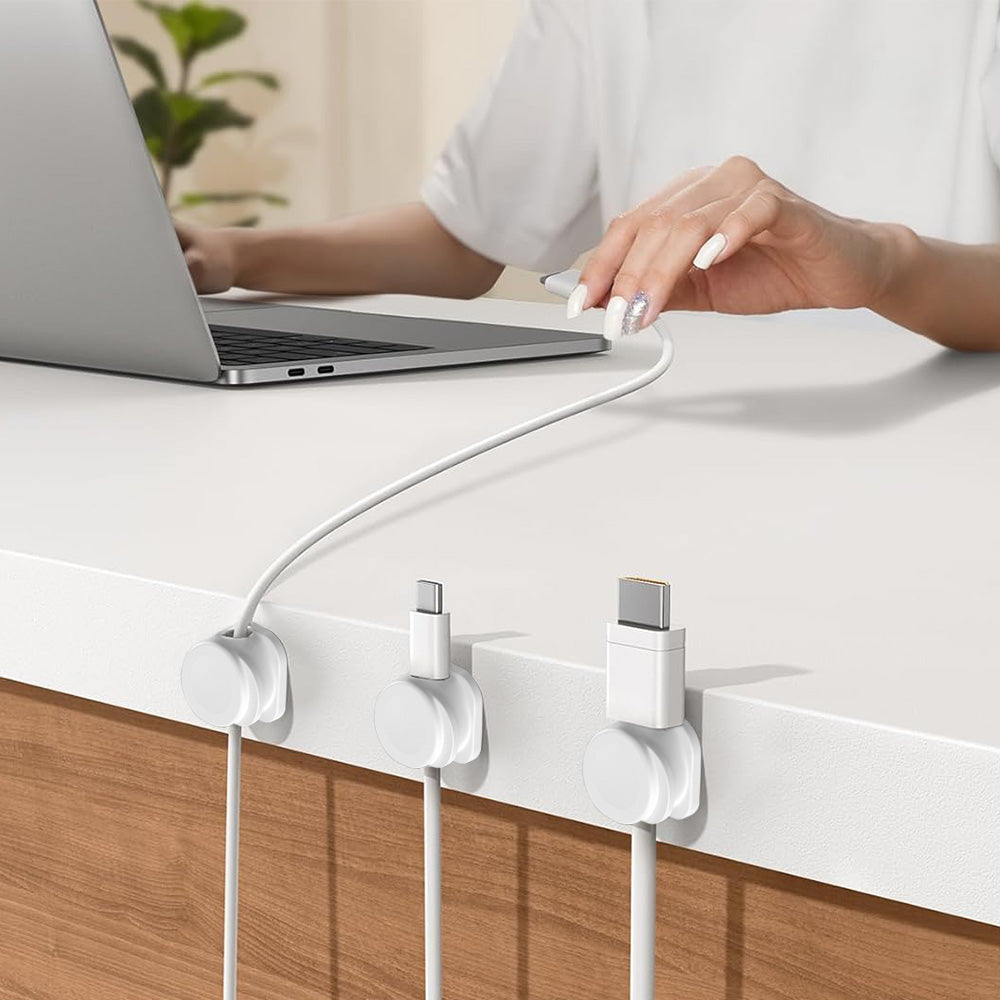 8Pcs Cable Organizer Clips Cord Management Snap Lock for Home Office White
