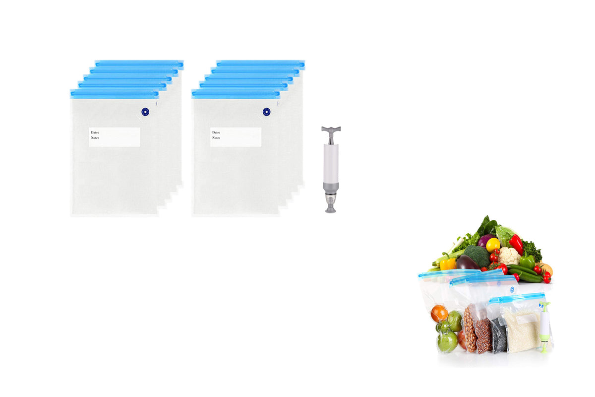 20 pieces 16x22cm Reusable Food Vacuum Sealer Bag with Manual Pump Storage Sealer Bags