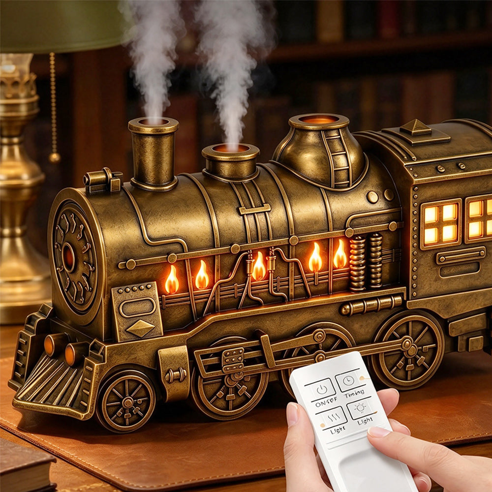 Ultrasonic Train Aromatherapy Diffuser 300ml Desktop Humidifier - Gold
