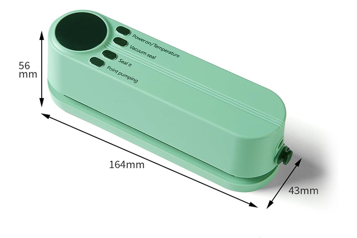 Portable Mini Vacuum Sealer for Food Storage with Rechargeable Handheld Sealing and Air Pump -Green
