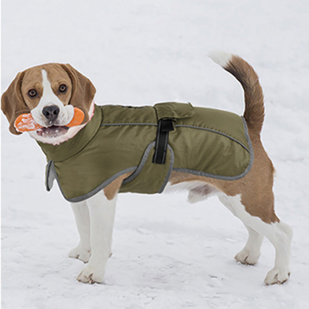 Winter Dog Coat Water Repellent Jacket for Small and Large Breeds Army Green