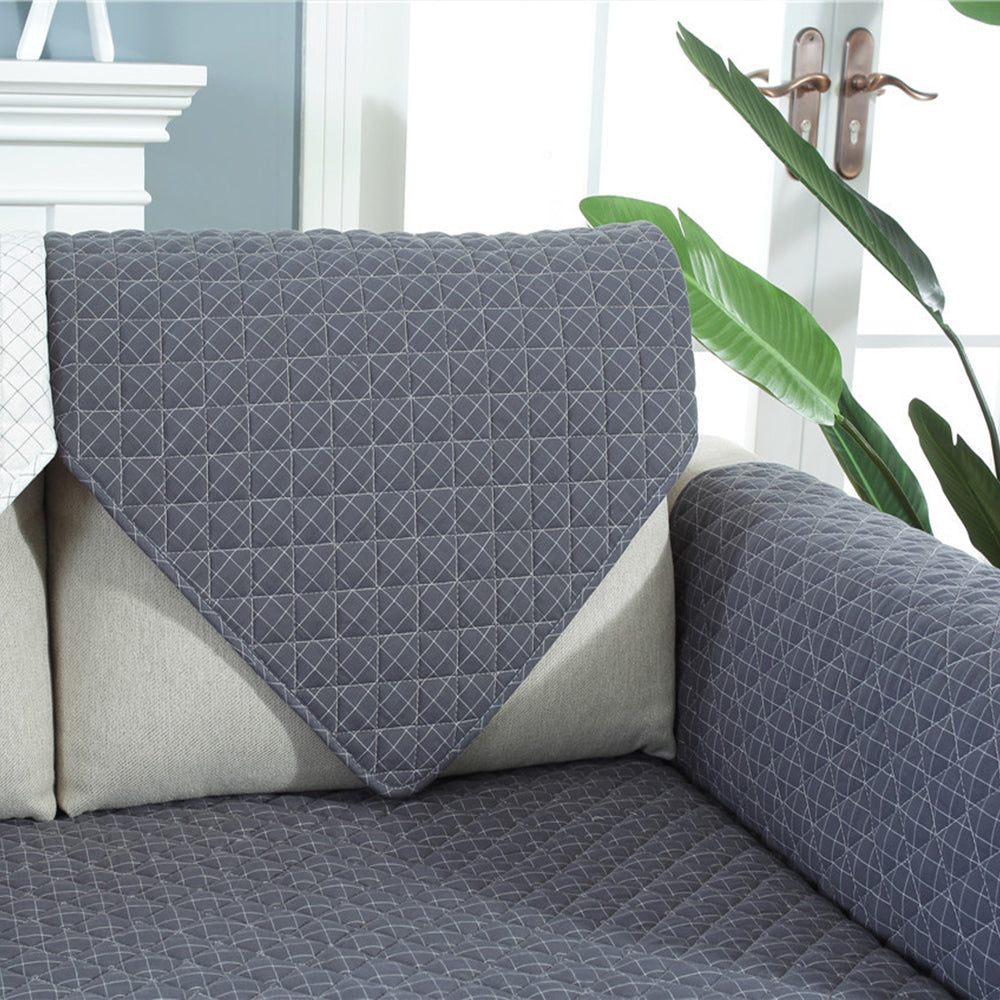 Soft Couch Cover Washable Furniture Protector for Dogs Non-Slip Sofa Slipcover -Grey