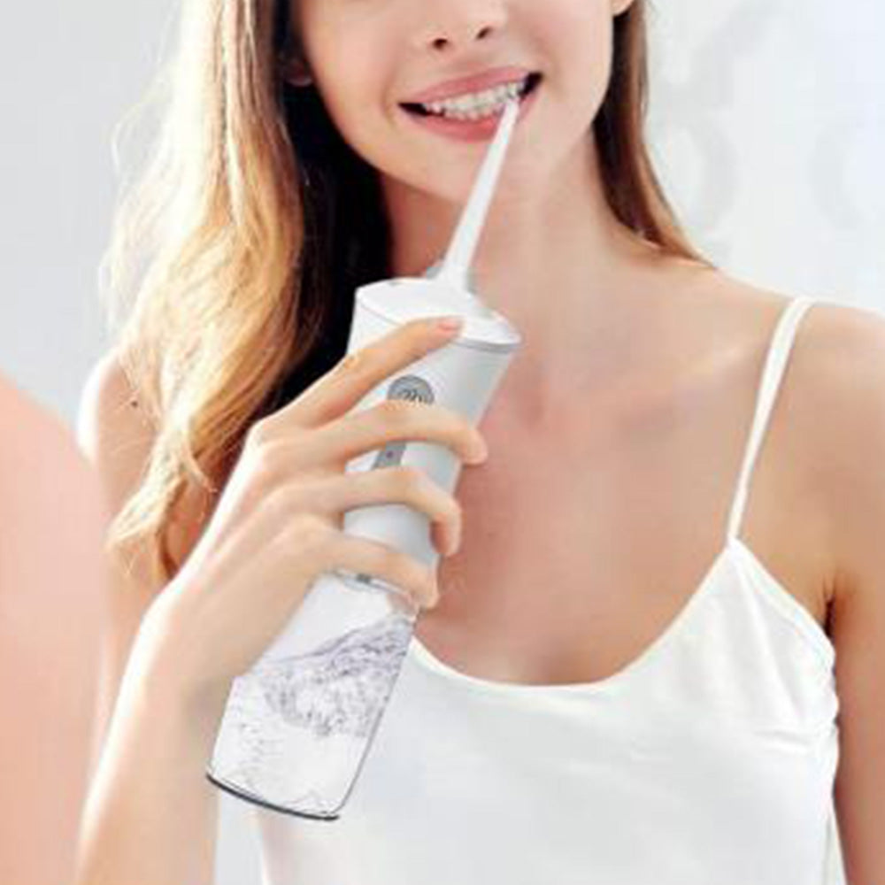 Cordless Water Flosser Portable 3-Mode Teeth Cleaner Rechargeable Oral Irrigator with 4 Jets White