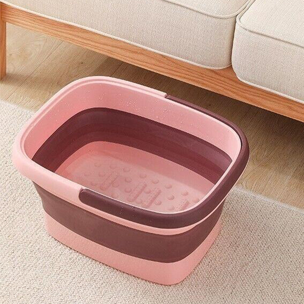Collapsible Foot Bath Basin for Soaking Feet Foot Tub with Massage Acupoint-Pink
