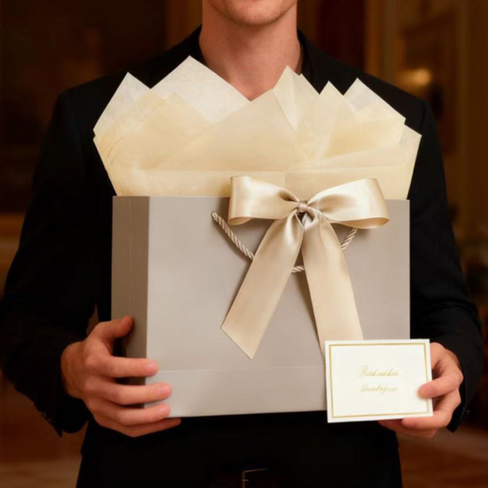 4Pieces Gift Bags with Cards and Wrapping Paper for Weddings Parties - Champagne