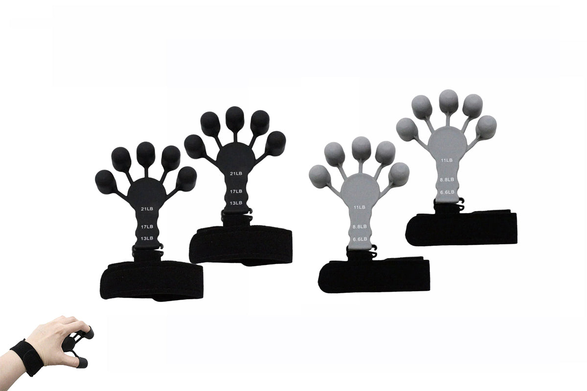 4Pcs Hand Grip Strength Trainer Finger Strengthener Exerciser Fingers Therapy Pain Relief For Arthritis-Black and Grey