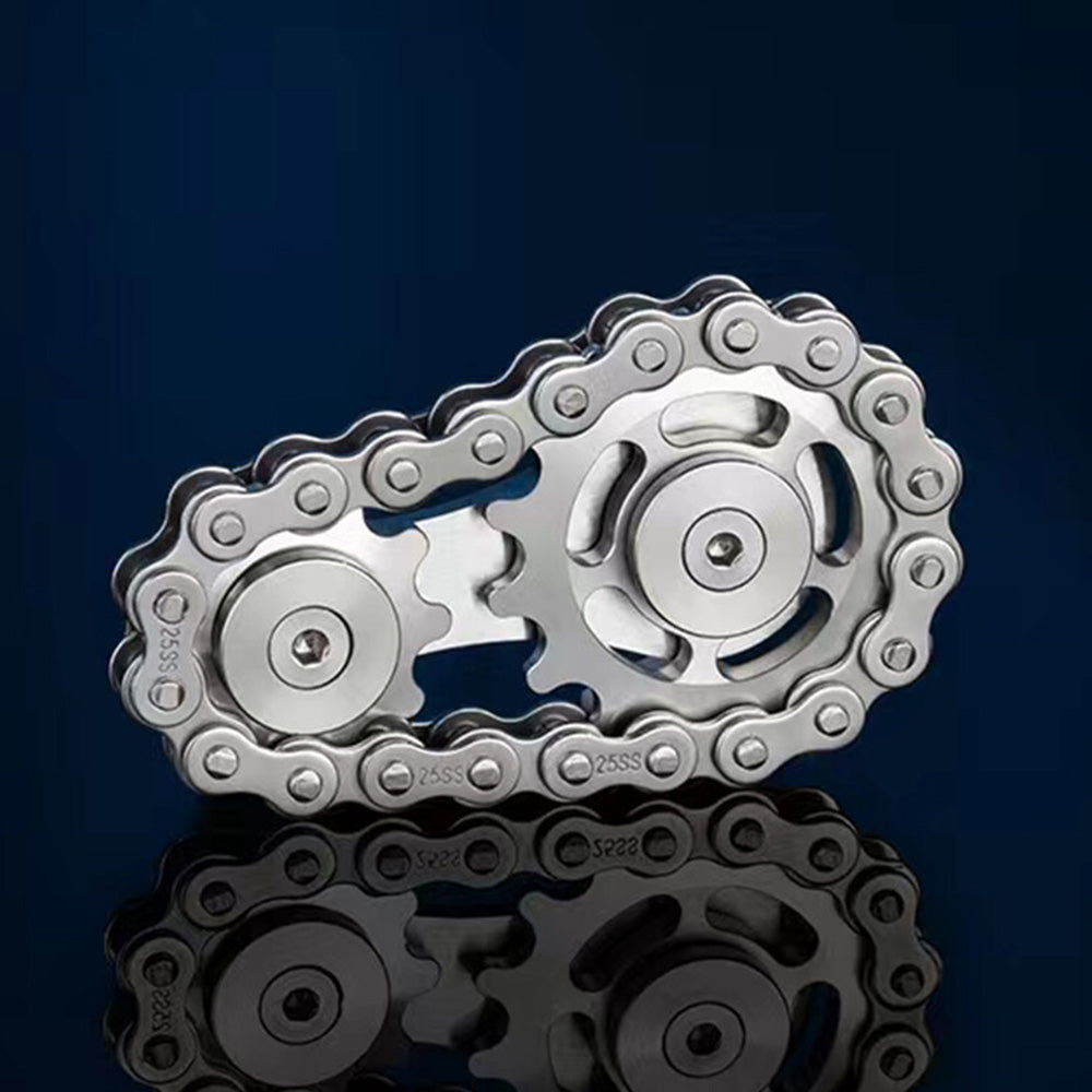 Bike Chain Fidget Toy Metal Spinner Stress Relief Focus Aid Silver