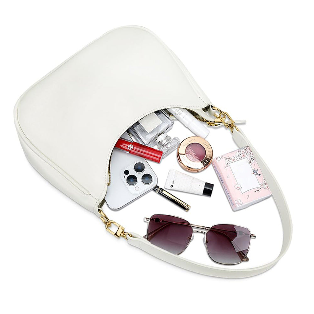 Shoulder Bag with Chain and Strap Design ¨C Underarm Purse Handbag for Women White