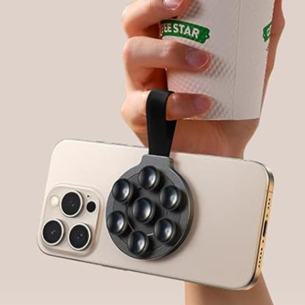 Suction Cup Phone Case Mount Magnetic Phone Grip Holder Stand for Selfies Videos Recording Black