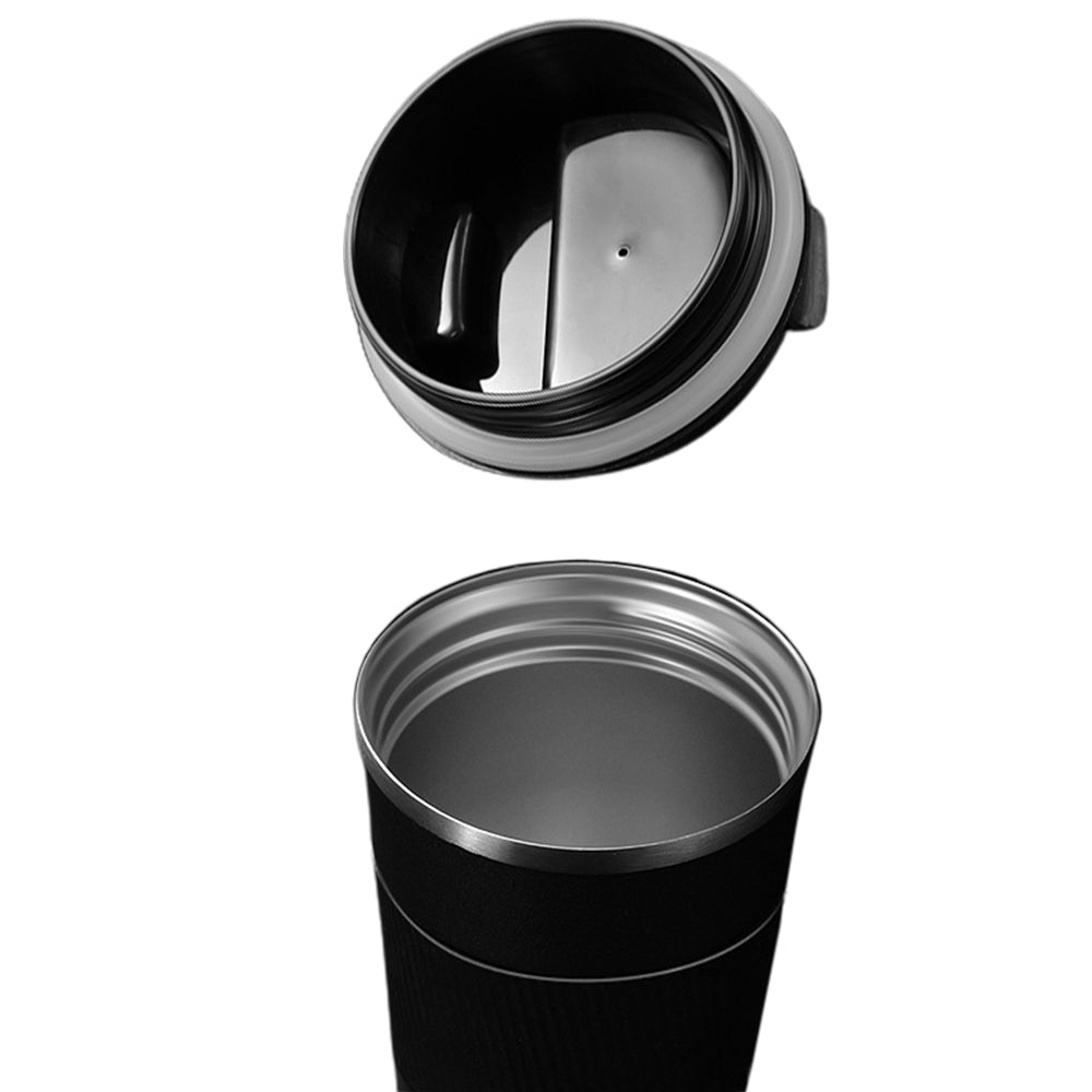 Stainless Steel Vacuum Insulated Coffee Mug Thermal Cup With Splash Proof Sliding Lid-Black