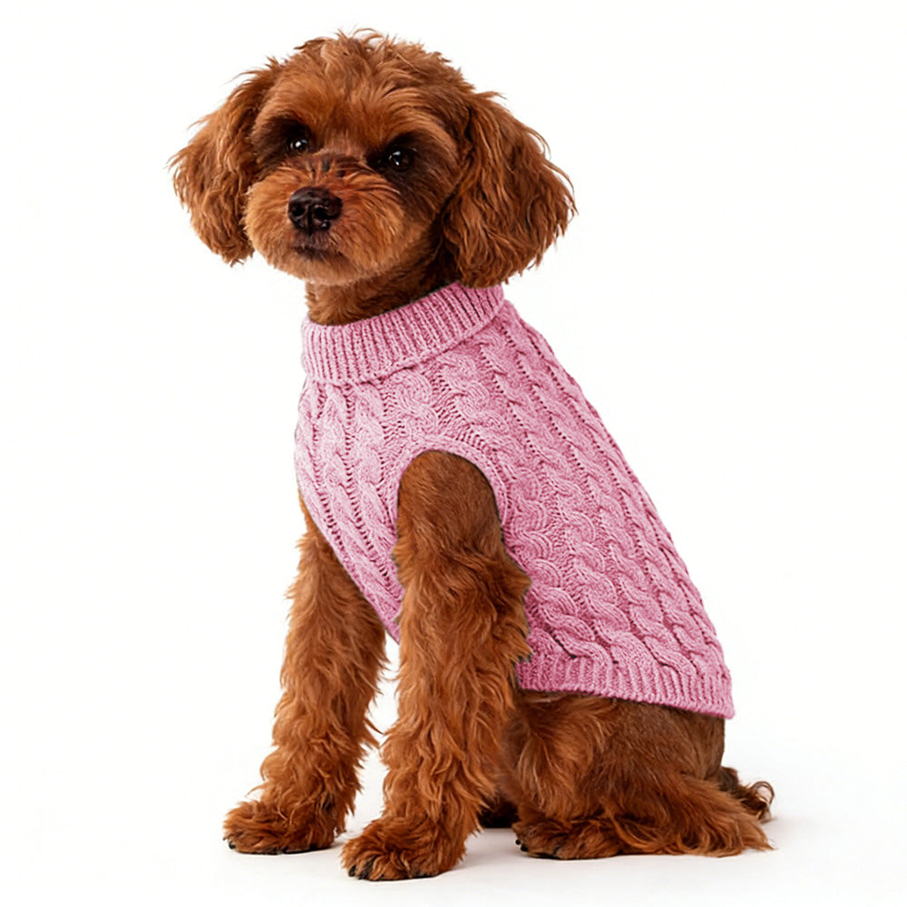 Puppy Dog Jumper Winter Warm Knitted Sweater Pet Clothes for Small Dogs Coat -Pink