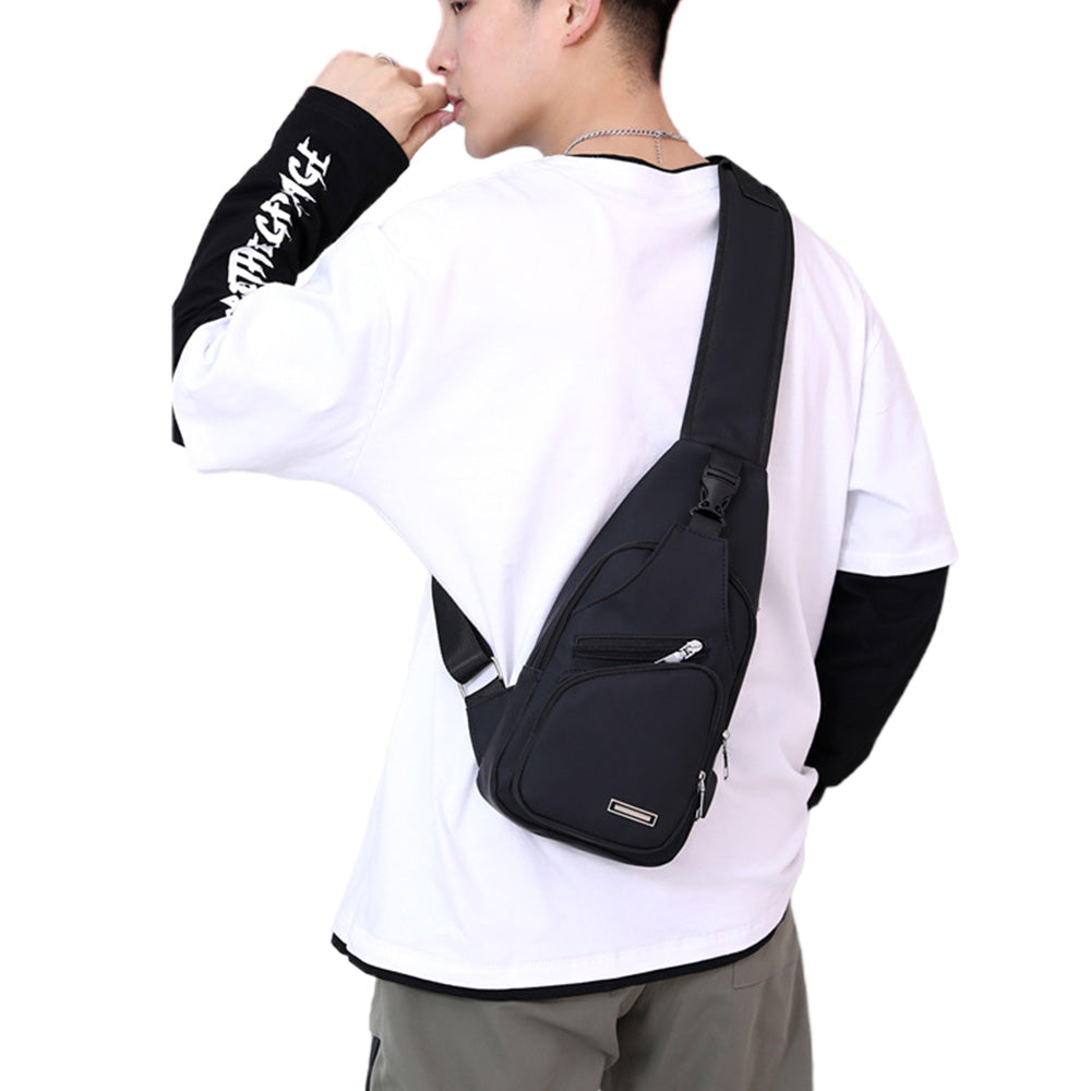 Men Chest Bag Shoulder Backpack Cross Body Satchel Travel Sling Bag Black