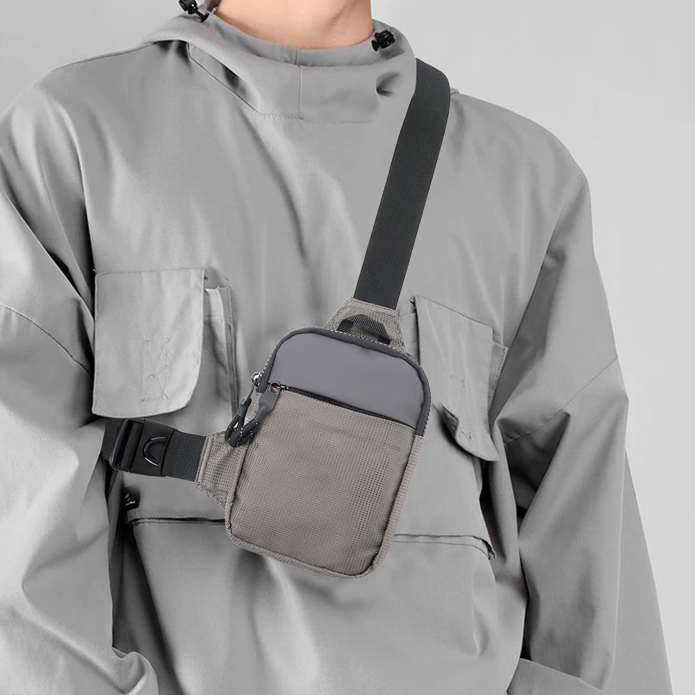 Travel Sling Bag for Men Small Crossbody Bag Water-resistant Casual Phone Chest Bag Gray