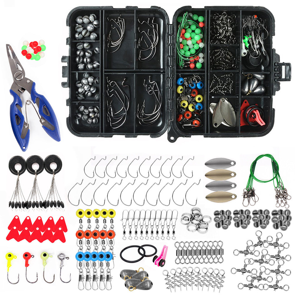 188Pcs Set Fishing Accessories Portable Fishing Tackle Kit for River Lake Reservoir Pond Fishing