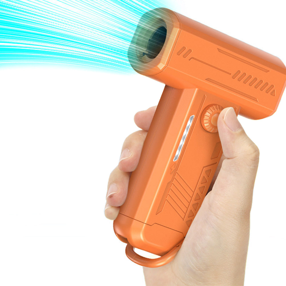 2-in-1 Electric Air Duster 130000 RPM Mini Blower with LED Light for Camping Home Car Orange