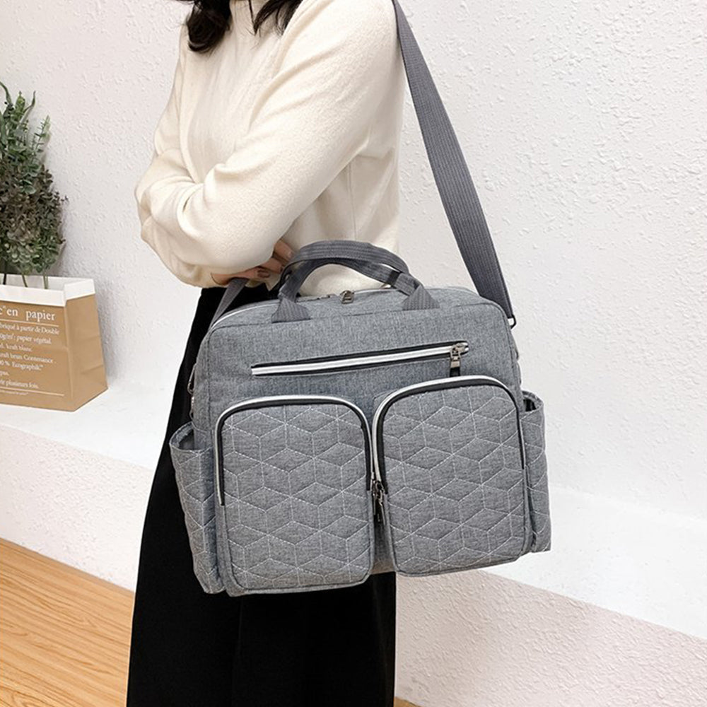Large Mummy Bag Multi-Pocket Travel Nappy Tote Shoulder Bag Grey