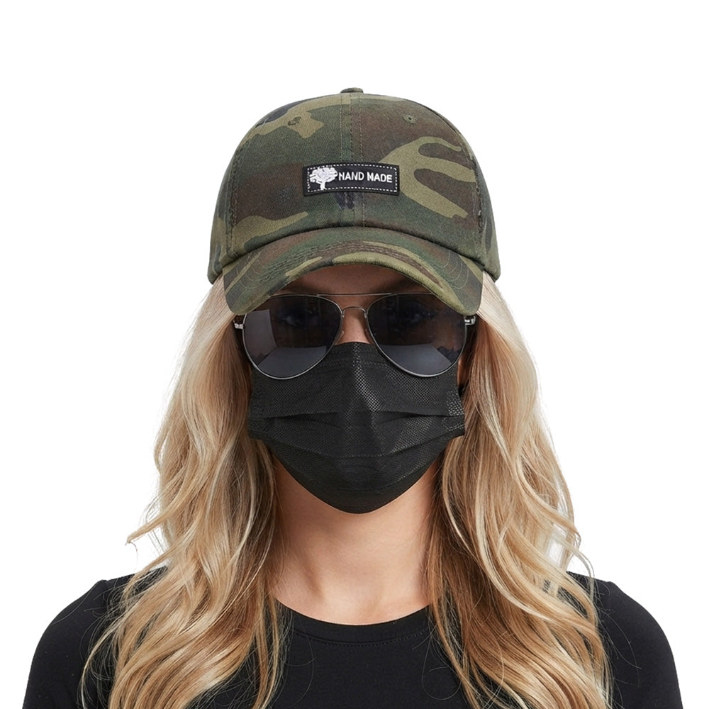 Two in One Adjustable Cotton Blend Eye Shade Baseball Cap - Green