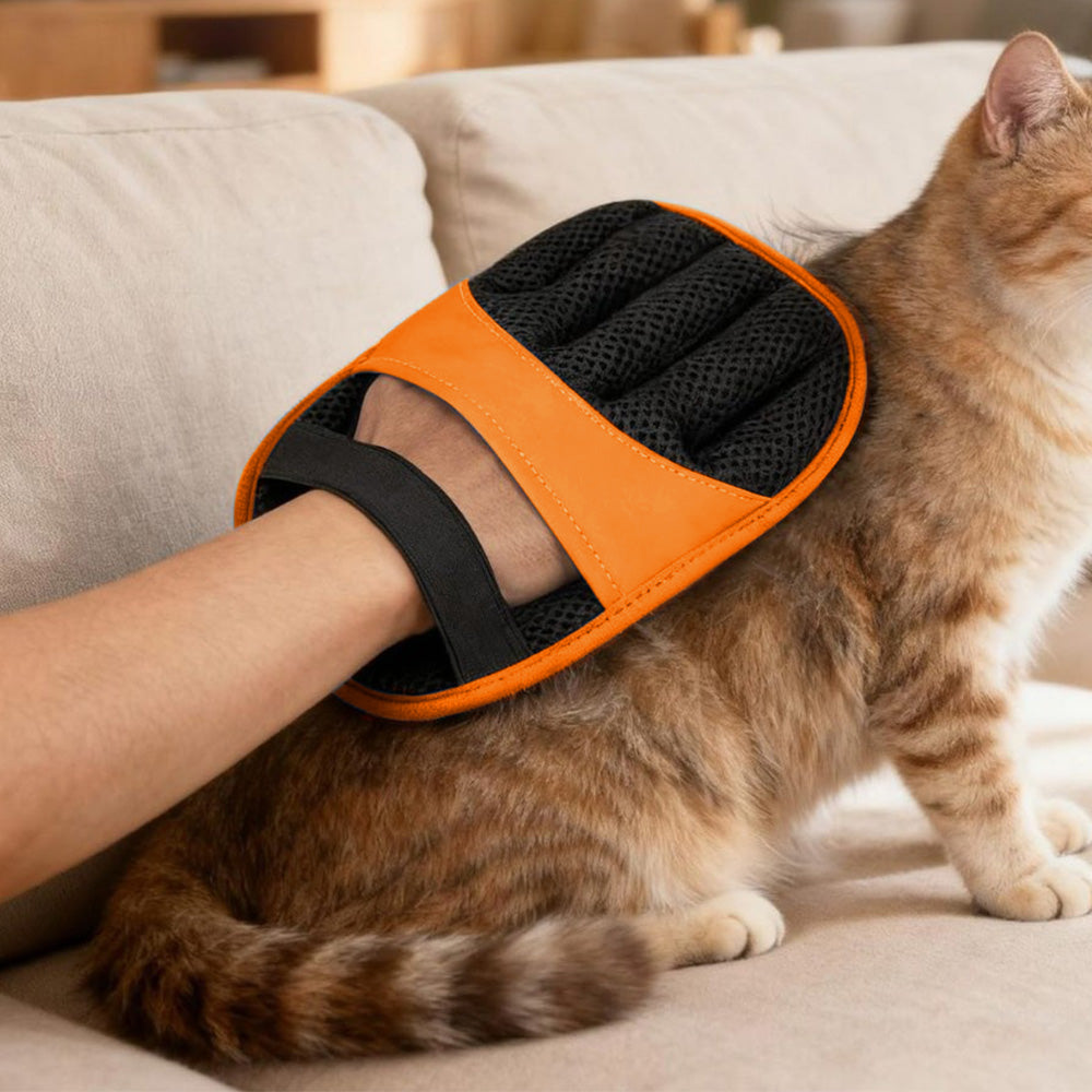 Electrostatic Pet Hair Remover Gloves Reusable Lint Brush for Furniture Car Seats-Orange