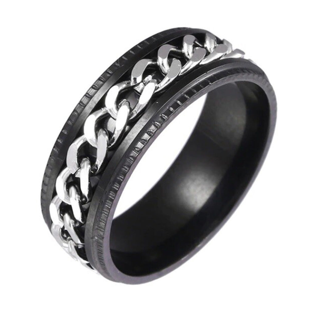 Fidget Spinner Ring for Anxiety Relief Stainless Steel for Adults & Teens Black and Silver