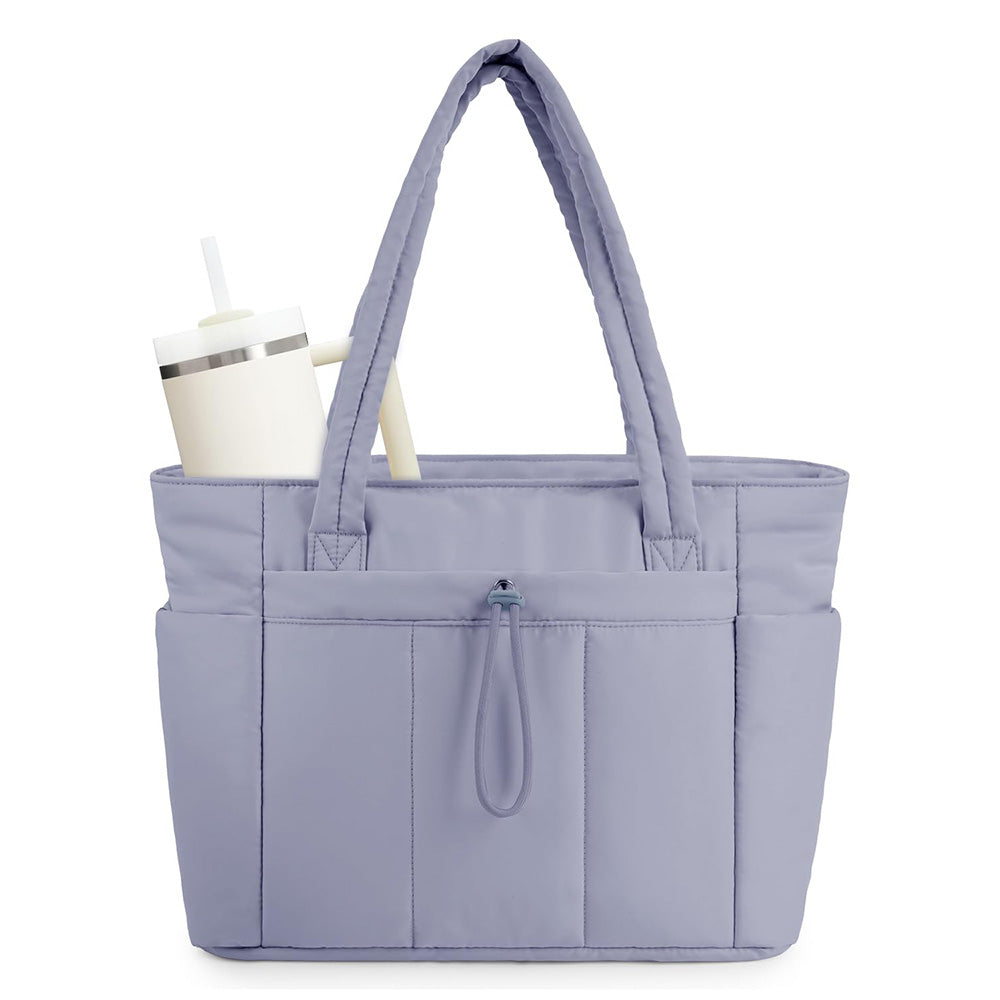 Women¡¯s Handheld Tote Bag ¨C With Cup Holder Compartment and Luggage Sleeve for Travel & Work Purple