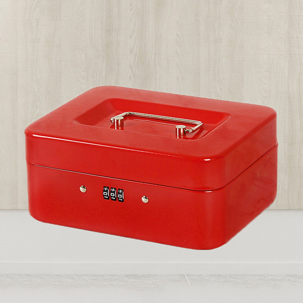 Lockable Cash Box Deposit Petty Cash Money Box with Code Lock Security Safe-Red