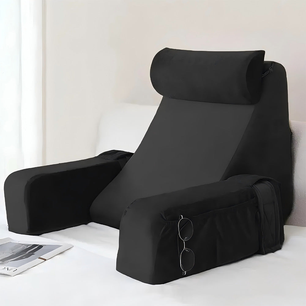Adjustable Detachable Backrest Reading Pillow for Sitting in Bed-Black