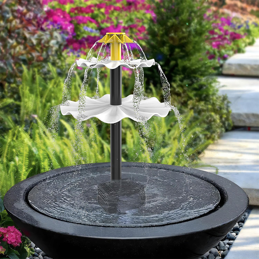 3-Tier Solar Bird Bath Fountain Waterfall Water Pump for Birdbath Garden Backyard Pond Pool Outdoor Decoration