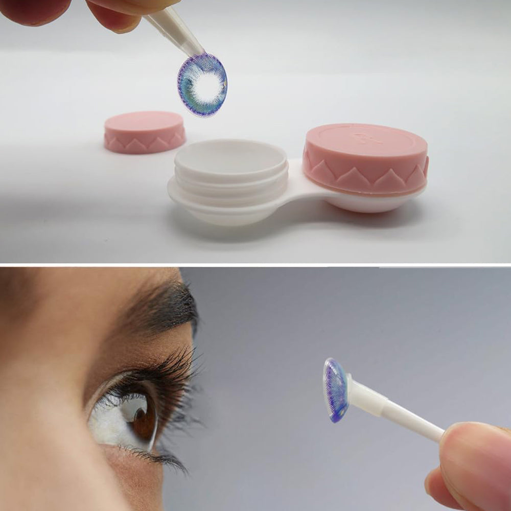 Contact Lens Case and Washer Set Travel Size Contact Lenses Cleaning Storage Tool Kit Pink
