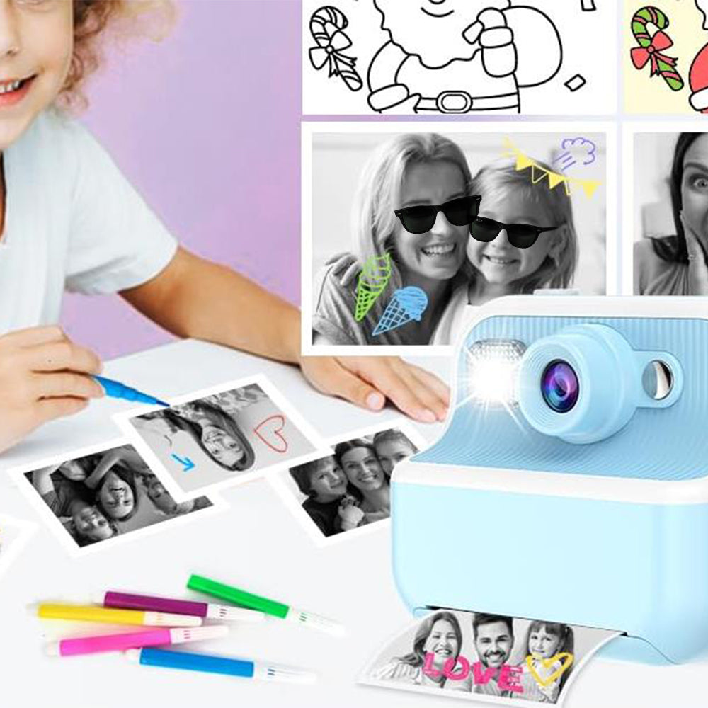 1080P Kids Instant Print Camera Dual Lens Digital Camera Christmas Birthday Presents Blue