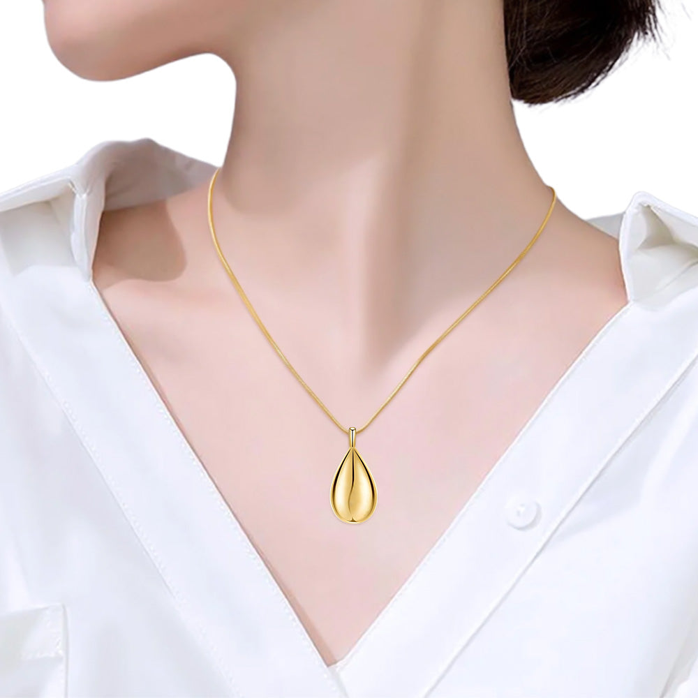 Stainless Steel Teardrop Cremation Pendant �Keepsake Memorial Necklace Gold