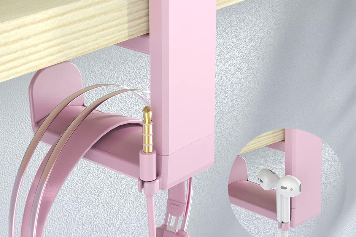 Headset Holder Headphone Hook Rotating Arm Under Desk Headphone Hanger -Pink