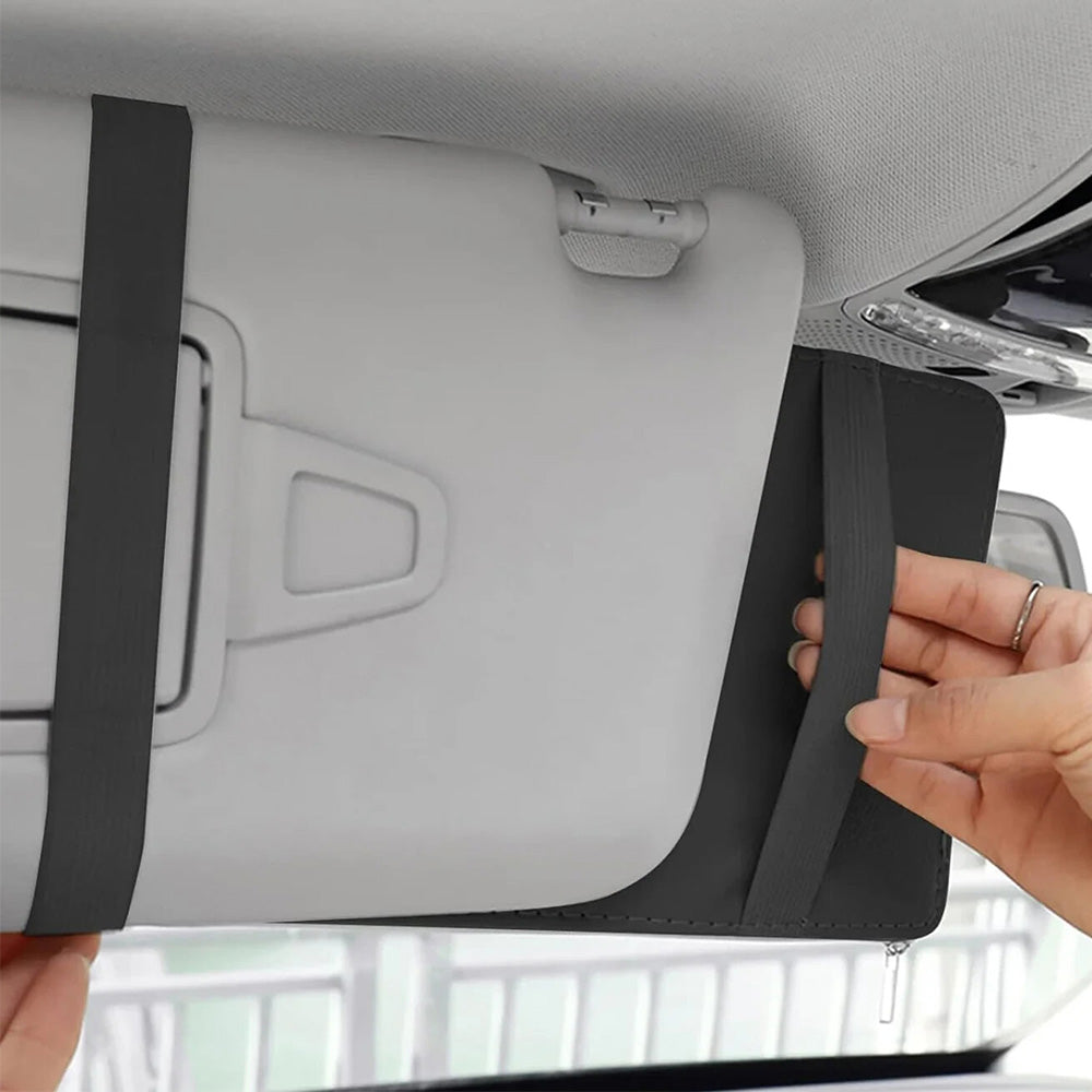 Car Sun Visor Organizer with License & Sunglasses Holder Black