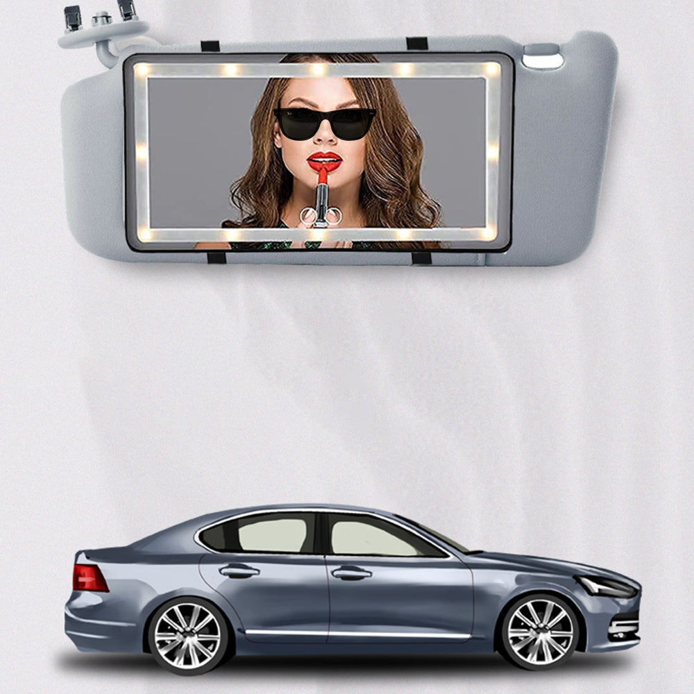 USB Car Visor Vanity Mirror Touch Screen LED Light Makeup Mirror Black